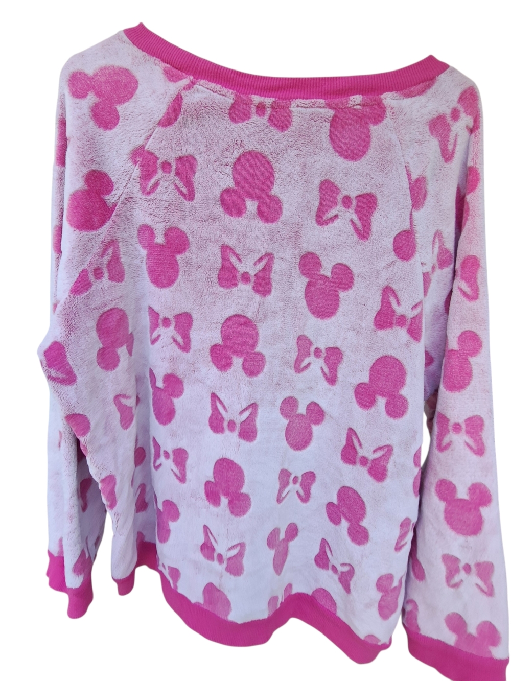 Disney Minnie Mouse Fleece Pullover Pink White XL Cozy Sweatshirt - Picture 7 of 8